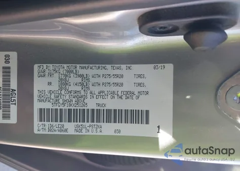 2019 Toyota Tundra Platinum 5.7L V8 из США, поврежденный, VIN 5TFGY5F18KX251265